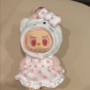 New Labubu Pink White Hood and Polka-Dot Dress